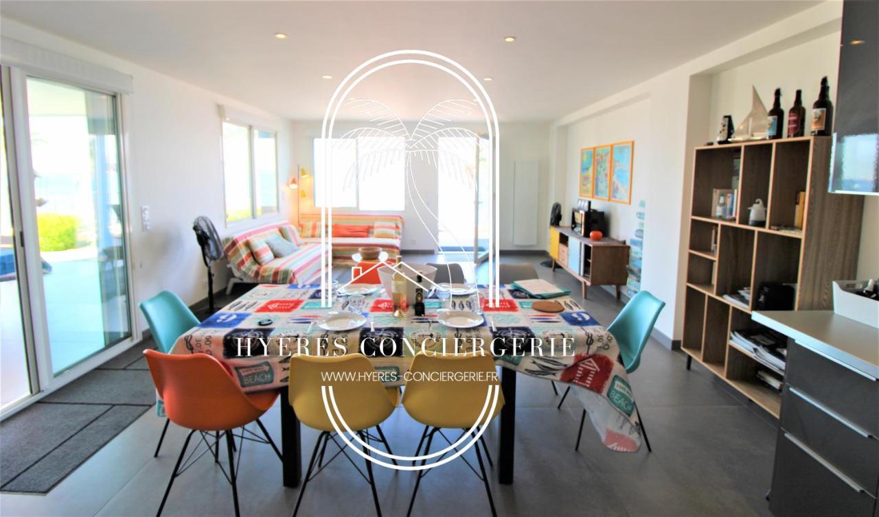 Villa Antoine Appartement Rdj Vue Mer Clim Wifi Parking Plage 50M La Garonne Le Pradet Exterior photo
